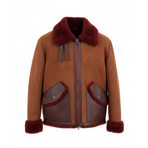 Premium Leather <b>Shearling</b> Aviator <b>Jacket</b> <b>Men</b> Genuine Sheepskin Fur Winter Coat Comfortable Warm Luxury Outerwear Fit - Product Image 1