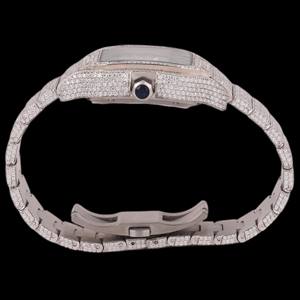 Impresionante Reloj de Hombre de Acero Inoxidable con Movimiento de Cuarzo y Cristal Cuadrado de Moissanita, Esfera Analógica, Diseño Hip Hop, Joyería de Diseñador - Product Image 5