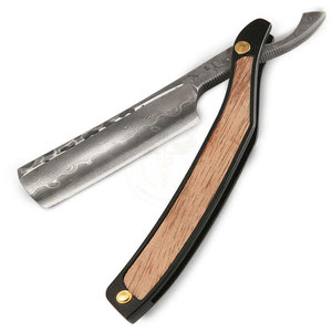 Professional <b>Barber</b> Folding Shaving Razor with Stainless Steel Straight Edge <b>Blade</b> and Wood Handle - Product Image 6