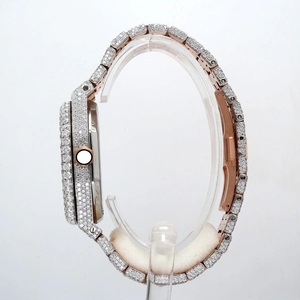 Montre de luxe unisexe en acier inoxydable NYC DIAMOND EMPIRE, cadran en verre analogique mécanique, cadran rond de 41 mm, bouton poussoir, fermoir caché - Product Image 4