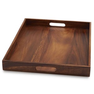 Plateau carré en bois naturel, design moderne, décoration de table, décoration intérieure, poli à la main, artisanal - Product Image 4