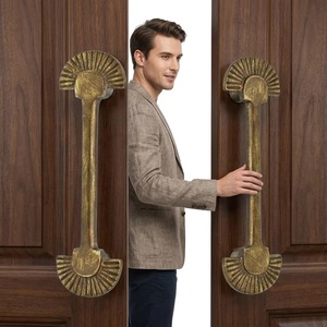 Traditional Brass Bar <b>Door</b> Handle Half Sun Design Wardrobe Cabinet Pull Durable Furniture Hardware - Product Image 4