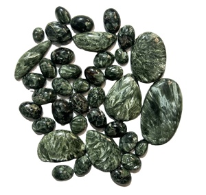 Wholesale Price Lot Natural <b>Gems</b> Seraphinite Green Oval Cut IGI Certified Cabochon Handwork Ring DIY And Jewellery Making <b>Stone</b>, - Product Image 2
