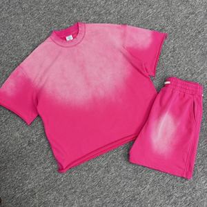 Conjunto de 2 Piezas de Verano de Alta Calidad 100% Algodón, Talla Grande, Personalizable con Logotipo, Camiseta y Pantalones Cortos Lisos para Hombre - Product Image 5