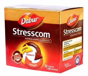 Cápsulas de Ashwagandha de Cultivo Silvestre con Extracto Herbal Dabur Stresscom, 99% Puro en Botella - Product Image 1
