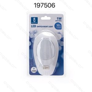 Luce Notturna a LED con Interruttore 1W 230V 6500K Bianco Freddo da Parete con Spina per Uso Domestico Interno - Product Image 1