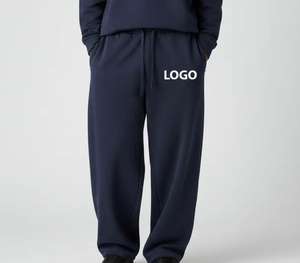 Pantalones Deportivos Personalizados con Logotipo, Estilo Urbano, para Hombre, de Algodón Grueso, Lavado Ácido Vintage, Anchos, Holgados, con Rayas - Product Image 1