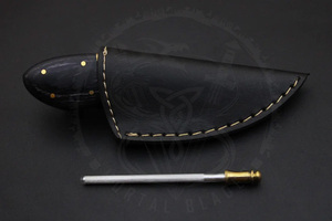 Couteau tactique en acier Damas avec étui, lame fixe pleine longueur, couteau de chasse de qualité supérieure, manche en G10 noir, couteau de camping - Product Image 5