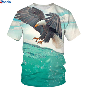 เสื้อยืดแขนสั้นผู้ชายลายพิมพ์รูปนกอินทรีหัวโล้น ทรงปกติ สวมใส่สบาย คอกลม ผ้าโพลีเอสเตอร์ 100% ระบายอากาศได้ดี - Product Image 1