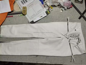 Pantalón de cuero blanco para motocicleta para hombre, suave piel de cordero con cordones, pantalones de diseñador OEM ODM, pantalones de tacto suave - Product Image 5