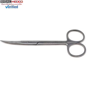 Tijeras de microdisección Iris 4.5, curvadas, punta fina, acero inoxidable plateado, instrumento quirúrgico manual con certificación CE para médicos - Product Image 2