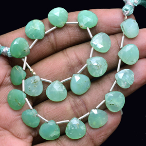 Lote al por mayor de cuentas de crisoprasa natural facetada en forma de corazón de calidad premium, pulsera y collar de joyería de cristal verde de moda - Product Image 2