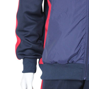 Custom Men Sports Hoodie Wholesale Navy Red Zip Up Jacket Training Warmup <b>Top</b> Team Wear Bulk Supplier OEM Athletic Outerwear - Product Image 4