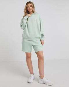 เสื้อฮู้ดดี้ผู้หญิงคุณภาพพรีเมียมขายดี สีเขียวอ่อน ทรงหลวม แขนยาว ผ้าฝ้ายฟลีซ 100% สำหรับฤดูหนาว - Product Image 6