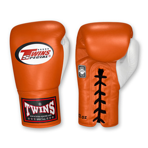 Guantes de Boxeo Orange Twins de Cuero Genuino con Cierre de Cordones en la Muñeca para Adultos, Entrenamiento y Sparring de Artes Marciales Mixtas (MMA) - Product Image 1