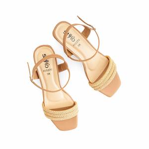 Sandalias formal de tacón beige para mujer FR5370 - Product Image 1