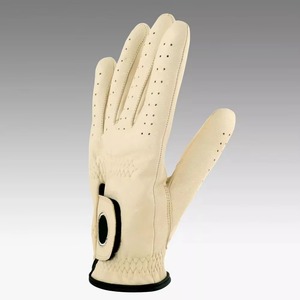 Gants de golf en cuir véritable, respirants, avec fermeture auto-agrippante, protection des mains pour le sport, unisexe, beige - Product Image 6
