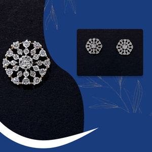 Pendientes de Diamantes Cultivados en Laboratorio, Corte Brillante Redondo, 56 Unidades, Oro Sólido de 9K, Certificados por HRD, para Mujer, Bodas y Fiestas - Product Image 3