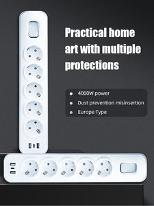 Regleta de enchufes de 5 tomas con 2 USB y 1 puerto TYPE-C, cargadores para el hogar/oficina, serie NOVA, 2m, enchufe europeo, cable de extensión para mesa, gran venta. - Product Image 3