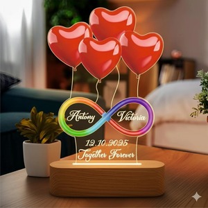 Hot Sale 3D Red Heart with <b>Rainbow</b> Infinity LED Night <b>Light</b> Romantic Acrylic Lamp for Anniversary Wedding Valentine Birthday - Product Image 1