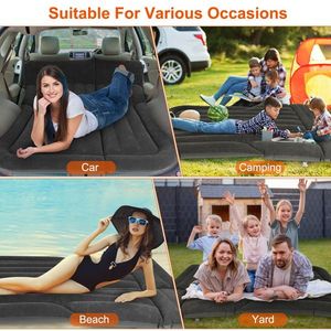Materasso SUV nero per campeggio letto ispessito cuscino con pompa ad aria e borsa di stoccaggio PVC floccato letto per auto per viaggi a casa - Product Image 1