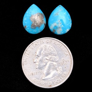 Turquoise AAA 11x14mm, cabochon lisse en forme de poire, turquoise naturelle bleue d'Arizona, pierre semi-précieuse, cabochons à dos plat pour bijoux - Product Image 2