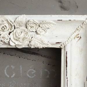Distressed Whitewash Pine Wood Shabby Chic Photo <b>Frame</b> Hand-Carved Rose Ornaments 25x25cm Square Lightweight Tabletop | - Product Image 3