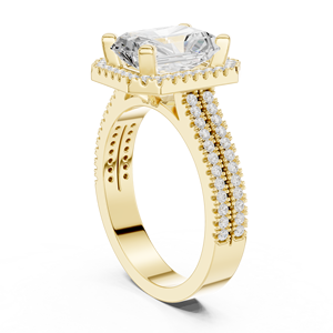 Anillo de Compromiso con Diamante Corte Radiante, Oro Rosa, Engaste Pavé, Montura de Garras, Estilo Clásico para Mujer, Joyería Fina - Product Image 6