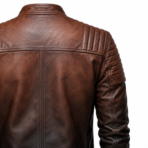 <b>Men</b>’s Premium Brown Shearling <b>Leather</b> <b>Jacket</b> Warm Fleece Lined Winter Biker Coat Zip Up Casual Luxury Outerwear Style - Product Image 5