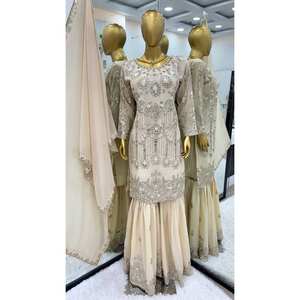 Top de fiesta de diseñador con Fancy Dupatta y Gharara XL, talla elegante y elegante - Product Image 4