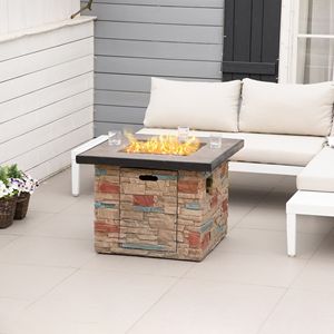 Copertura per braciere quadrato da esterno Oasis da 32 pollici, con pietre laviche, tavolo a propano per uso interno/esterno, accessori in vetro per braciere autoportante - Product Image 2