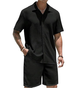 Conjunto Casual con Capucha 2026: Sudadera Texturizada de Manga Larga con Cordón y Pantalones Cortos a Juego en Tela Suave y Transpirable - Product Image 1