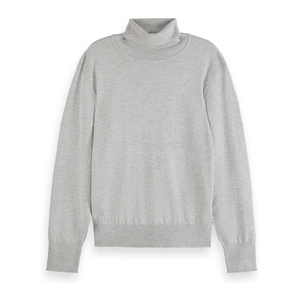 Suéter de Cuello Alto para Hombre, Color Gris Sólido, Manga Larga, Tejido de Punto, para Otoño - Product Image 1