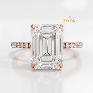 <b>Emerald</b> Cut Zircon Engagement <b>Ring</b> <b>Silver</b> Plated Pave Band Trendy Women's Wedding <b>Ring</b> for Gift Party & Anniversary - Product Image 6