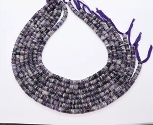 Perles Heishi en Charoïte Naturelle 7MM 8MM, Perles de Pierre Précieuse Violettes en Forme de Roue de Pneu, Fil de 16 Pouces, Vente en Gros pour la Fabrication de Bijoux - Product Image 1