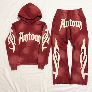 Wholesale Solid Lightweight Winter Oversize Hooded <b>Tracksuit</b> Unisex Custom Logo Blank Pullover Thick Fleece 100% Cotton - Product Image 3