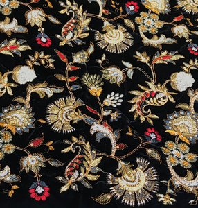 Rich Quality Velvet Embroidery Material with Sparkling Sequins for Wedding Gown Formal Wear and Designer Fashion Collection - Product Image 1