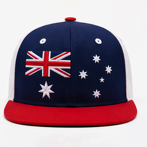 Flag <b>Cap</b> Unisex 100% Cotton Breathable Casual Hat Red <b>White</b> Blue <b>Flat</b> Brim Adult 58-60CM - Product Image 1