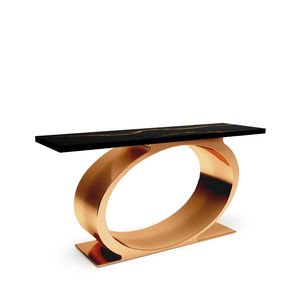 Mesa Consola Creativa con Tapa de Mármol Blanco y Acero Inoxidable Dorado, Diseño de Patas en X, Mueble de Pasillo, Estilo Contemporáneo y Glamuroso para Sala de Estar - Product Image 6