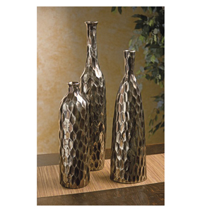 Hammered Iron Handmade Eco-Friendly Flower <b>Vases</b> <b>Set</b> of 2 in Gold-Plated Brass with Modern Design for Indoor and Outdoor Decor - Product Image 4