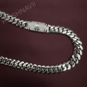 Chaîne cubaine Miami en argent 14 mm personnalisée avec fermoirs, moissanite taille brillant, pendentifs breloques personnalisés, bijoux de luxe hip-hop pour hommes - Product Image 3