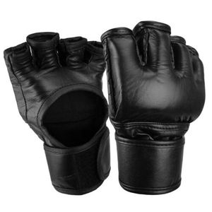 ถุงมือ MMA หนังแท้แบบเปิดนิ้ว สำหรับฝึกซ้อม สปาร์ริง กราปลิง และคิกบ็อกซิ่ง อุปกรณ์กีฬา - Product Image 1