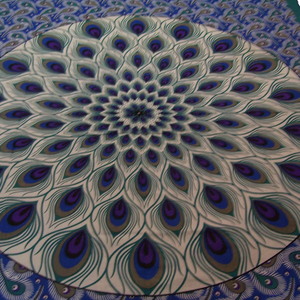 Cotton Geometric Round Peacock Feather Handmade 3D Printed Design <b>Frame</b> Muslim Design Machine Washable Wall Hanging Bedspread - Product Image 1