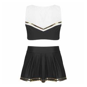 Ensemble d'uniformes de cheerleading sublimés sur mesure, tissu athlétique respirant, prêt pour la compétition, design aux couleurs vives pour le spirit d'équipe scolaire - Product Image 6