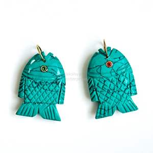 Colgante de pez turquesa azul AAA tallado a mano, amuleto de pez de piedra preciosa, plata 925, hecho a mano, cristal curativo, para fabricación de joyas al por mayor - Product Image 4