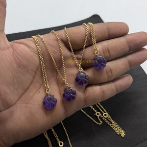 Collar con Colgante de Amatista con Forma de Huella de Perro, Chapado en Oro de 18k, Joyería con Gema Tallada a Mano, Venta al Por Mayor para Revendedores - Product Image 3