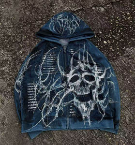 Sweat à Capuche Zippé Décontracté Homme 100% Coton à Manches Longues Imprimé Chrome Hearts, Version Hiver Chrome - Vente en Gros - Product Image 1