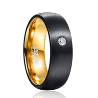 Bague en carbure de tungstène avec intérieur doré et pierre en zircone, alliance bicolore brossée de 8 mm pour homme, bijoux de luxe en gros