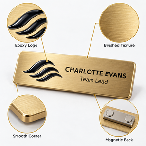 Badge magnétique personnalisé en métal pour personnel, étiquette nominative pour hôtel, bureau, uniforme, vente en gros - Product Image 3