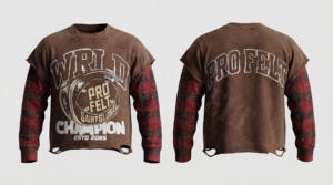 Men's 100% Cotton Vintage Street Style Fleece Breathable Loose Fit Shortsleeve Screen Printed Logo Design Distressed Fashionable - Product Image 3